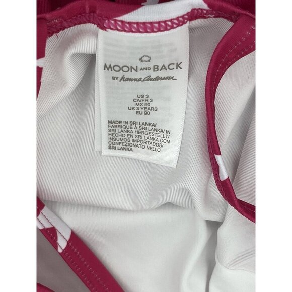 HANNA ANDERSSON Moon and Back Skirted One Piece Swimsuit Hot Pink Stars Sz 3 NEW - Picture 2 of 7